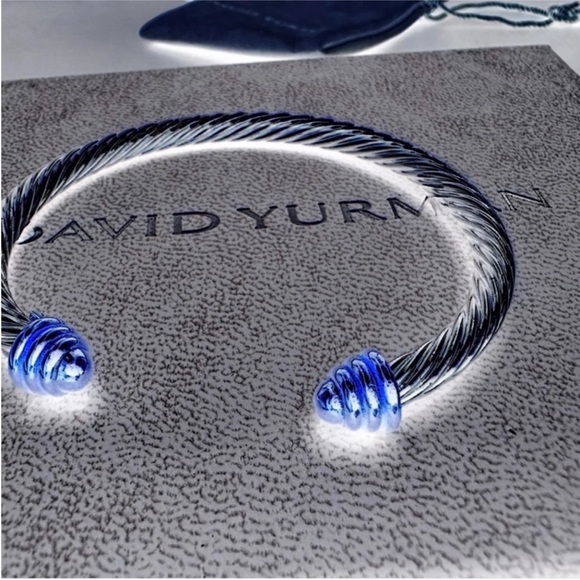 David Yurman Silver Cable Bracelet Rotateing Cuff - Picture 6 of 7